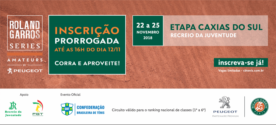 Inscrições prorrogadas para Roland-Garros Amateur Series de Caxias