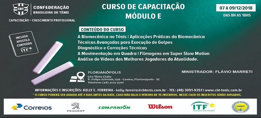 Curso Nacional de Capacitação Módulo E em Florianópolis fecha 2018